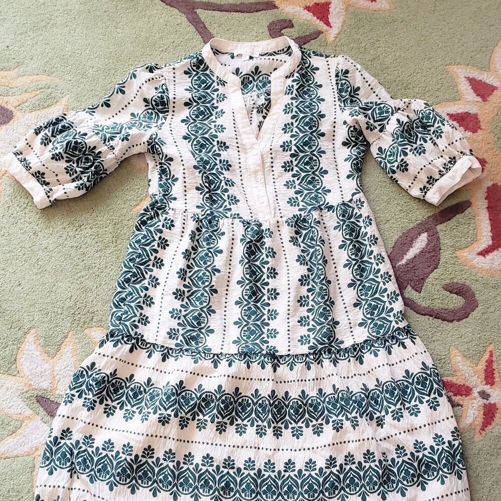 Green Bohemian Midi Fig and Flower